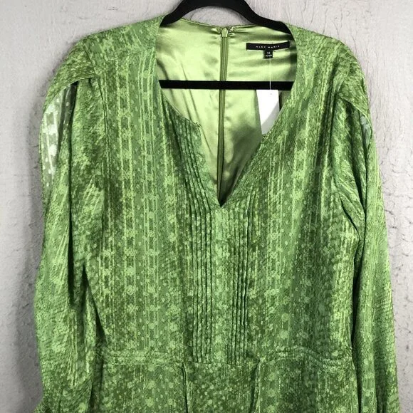 Alex Marie Dress Womens 14 Green Metallic Gold Pleats Shiny Event Occasion NEW - Picture 2 of 16
